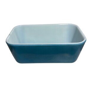 Pyrex Refrigerator Dish 503-B Turquoise Blue & White  6.5 x 4 x 2.75" No Lid